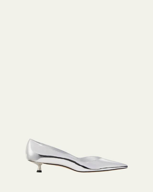 Eva Metallic Kitten-Heel Pumps